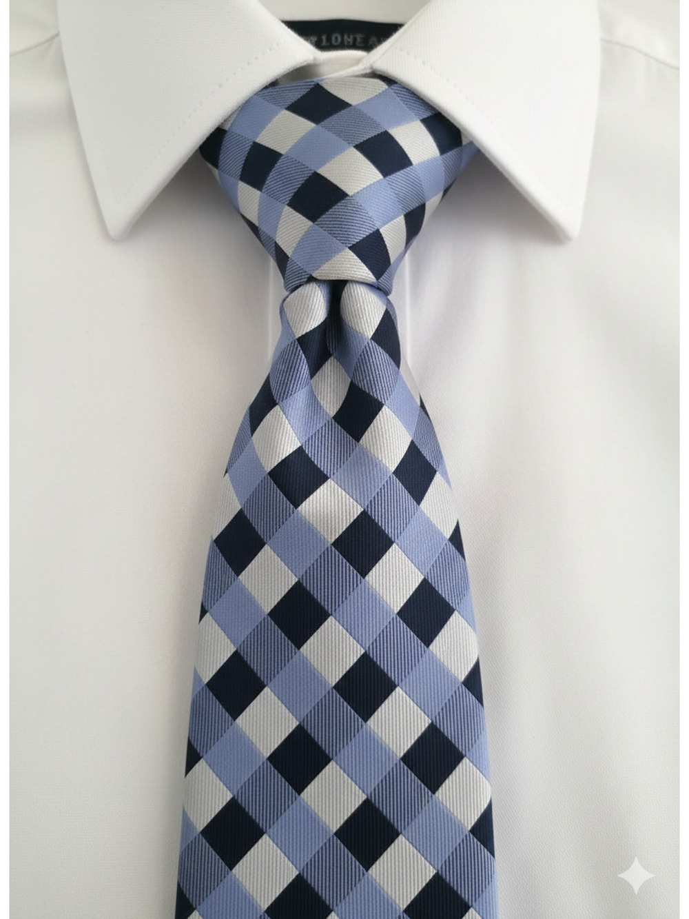 Donald Trump Signature Collection blue white plaid silk tie - 58.5"